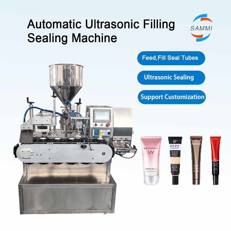 อุปกรณ์ประกอบและปิดท่ออ่อน ultrasonicมืออาชีพสําหรับบรรจุครีมเครื่องสําอางอัตโนมัติ