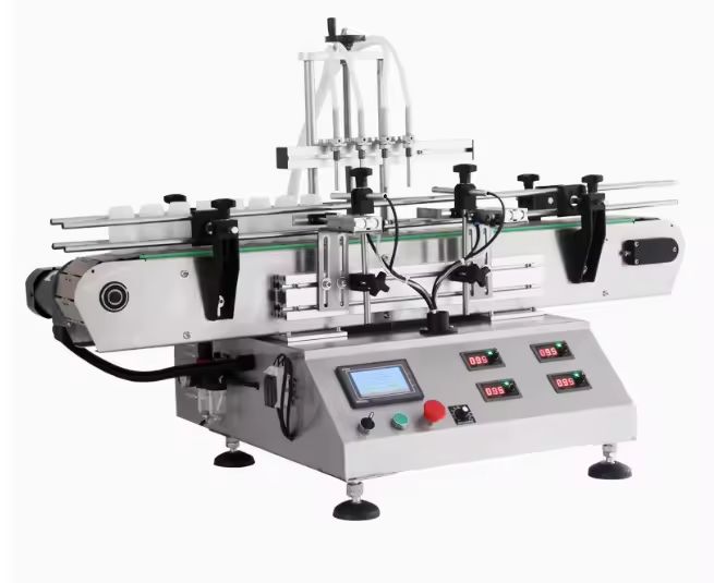 เครื่องเติมของเหลว Desktop อัตโนมัติ น้ํามันอิทธิพล์ขนาดเล็ก น้ําหอม กระป๋องน้ําเหลว เติมปิดและเครื่องหมายเครื่อง 4 หัว