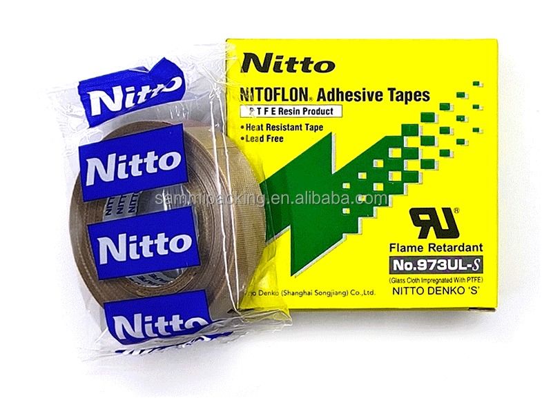 พลาสติกฟลูออร โซเตรต ฟิเบอร์แก้วผ้าไฟฟ้า Nitto Denko Nitoflon 973UL-S PTFE หนังเทปติด
