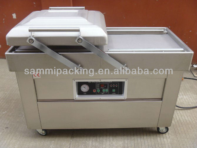 เครื่องบรรจุสูญญากาศแบบสองห้องอเนกประสงค์สำหรับเบคอนเนื้อ ไก่ เต้าหู้ ถั่วลิสง อาหารทะเล