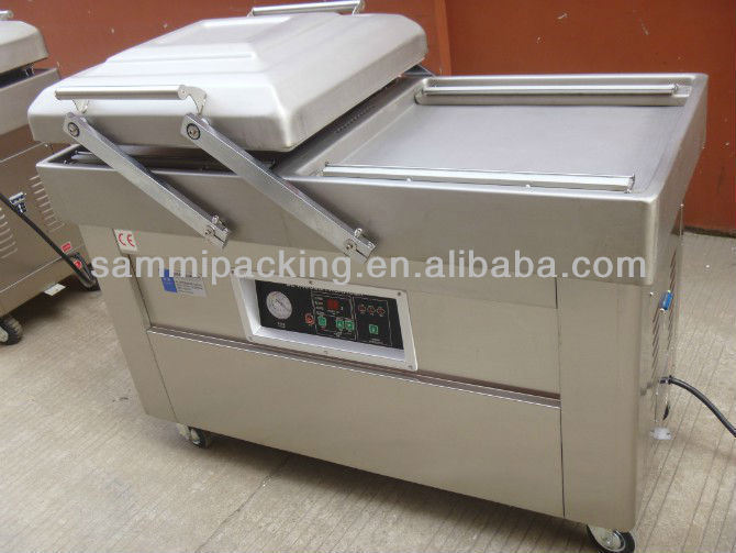 เครื่องบรรจุสูญญากาศแบบสองห้องอเนกประสงค์สำหรับเบคอนเนื้อ ไก่ เต้าหู้ ถั่วลิสง อาหารทะเล