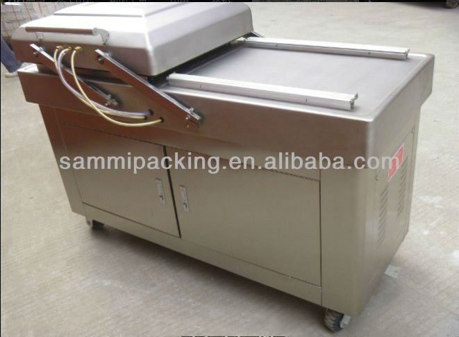 เครื่องบรรจุสูญญากาศแบบสองห้องอเนกประสงค์สำหรับเบคอนเนื้อ ไก่ เต้าหู้ ถั่วลิสง อาหารทะเล