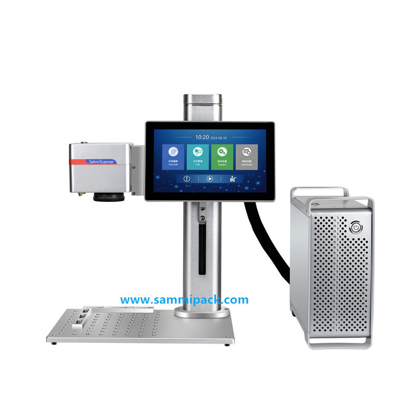 เครื่องแกะสลักเลเซอร์ไฟเบอร์บำรุงรักษาน้อยสำหรับชิ้นส่วนโลหะ ขนาดจุดรองรับ QR Code/Barcode