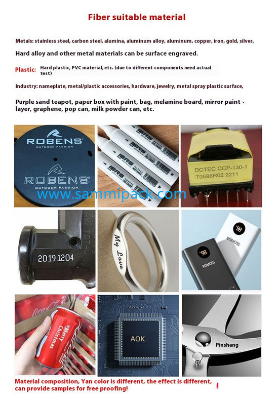 เครื่องแกะสลักเลเซอร์ไฟเบอร์บำรุงรักษาน้อยสำหรับชิ้นส่วนโลหะ ขนาดจุดรองรับ QR Code/Barcode