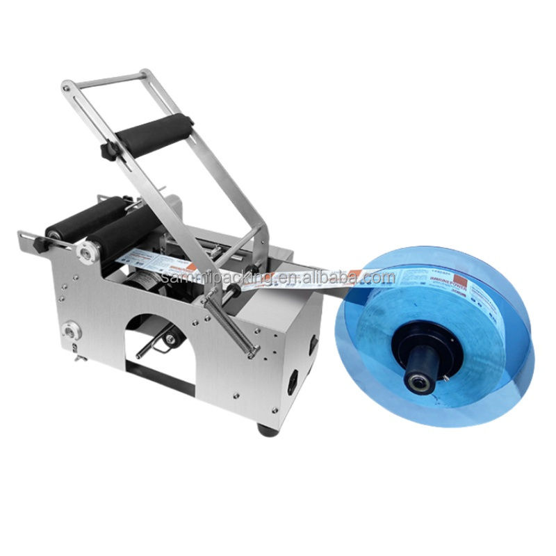 เครื่องติดฉลากขวดกลมกึ่งอัตโนมัติคุณภาพสูง MT-50 ราคาโรงงาน, เครื่องติดฉลากสติกเกอร์สำหรับขวดกลม