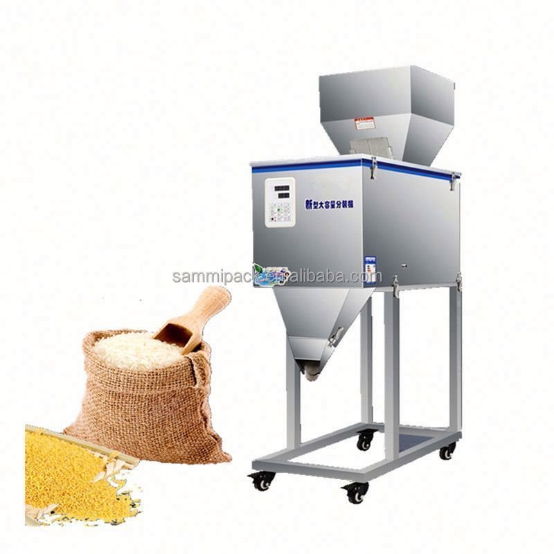 เครื่องชั่งน้ำหนักคุณภาพสูง 100-3000g เครื่องบรรจุผงเครื่องเทศกึ่งอัตโนมัติ เครื่องชั่งแบบสั่นพร้อมถังพักขนาดใหญ่
