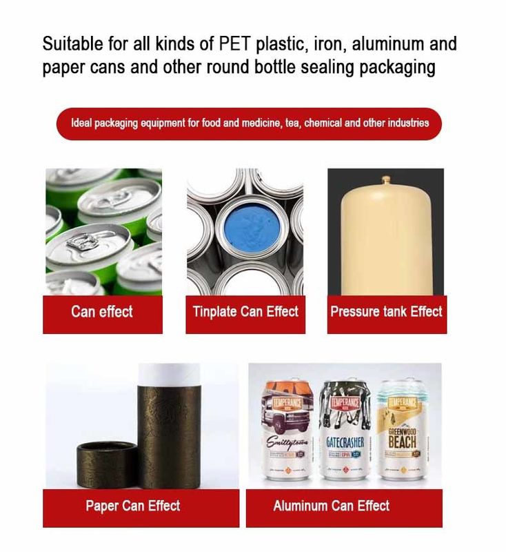 เครื่องปิดฝากระป๋องอัตโนมัติสำหรับกระป๋องอะลูมิเนียมสัตว์เลี้ยงทูน่าเพสต์ โรงงานมืออาชีพผลิตตามสั่ง สภาพใหม่