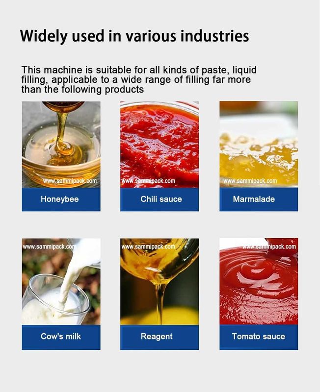 เครื่องเติมน้ําผึ้งซอสเจลแบบตั้งแบบอัตโนมัติแบบเต็มรูปแบบ มีความละเอียดสูง เครื่องเติมปริมาณ