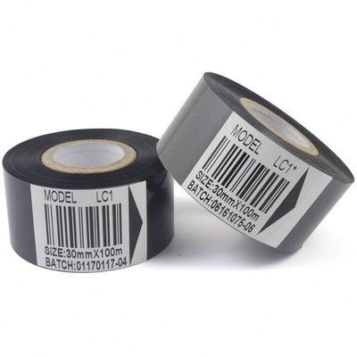 สีดําพลาสติก หนังร้อนริบบอน 25mm 30mm 35mm สําหรับวาระหมดอายุเครื่องพิมพ์