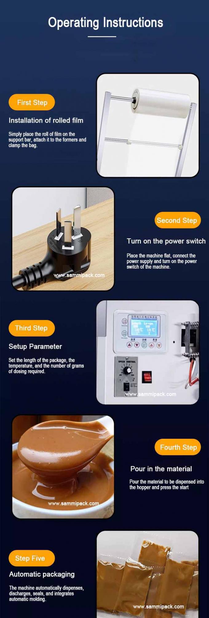 4 ซีลด้าน กระเป๋าอาหาร การใช้งาน กระเป๋าบรรจุ กระเป๋าเล็ก โซสเหลว เครื่องบรรจุเคทชัพ 220V / 50HZ 4