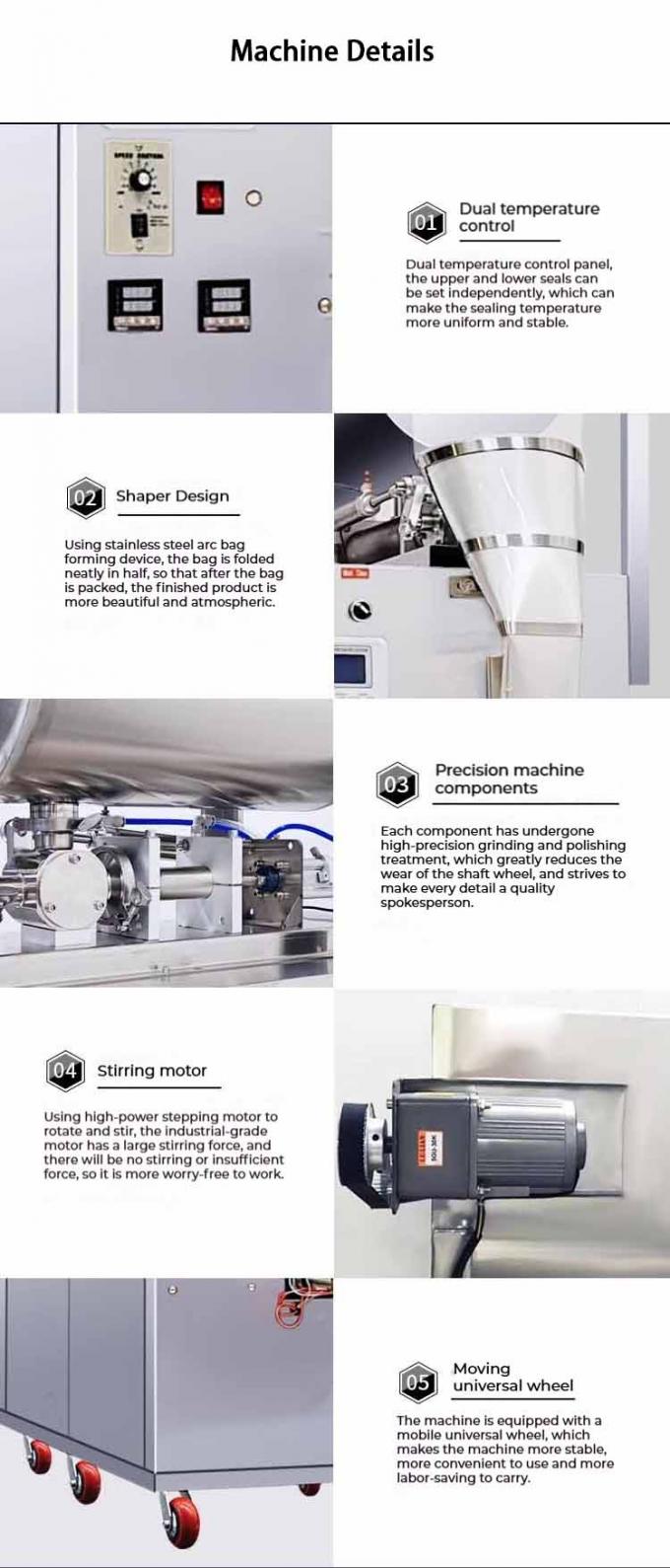 4 ซีลด้าน กระเป๋าอาหาร การใช้งาน กระเป๋าบรรจุ กระเป๋าเล็ก โซสเหลว เครื่องบรรจุเคทชัพ 220V / 50HZ 5