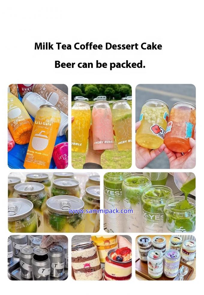 เครื่องซีลฝาแก้วชาไข่มุก อัตโนมัติ สำหรับกระป๋อง PET / โซดา สำหรับร้านชานม บรรจุภัณฑ์น้ำผลไม้ กาแฟ ระดับกึ่งอัตโนมัติ 6