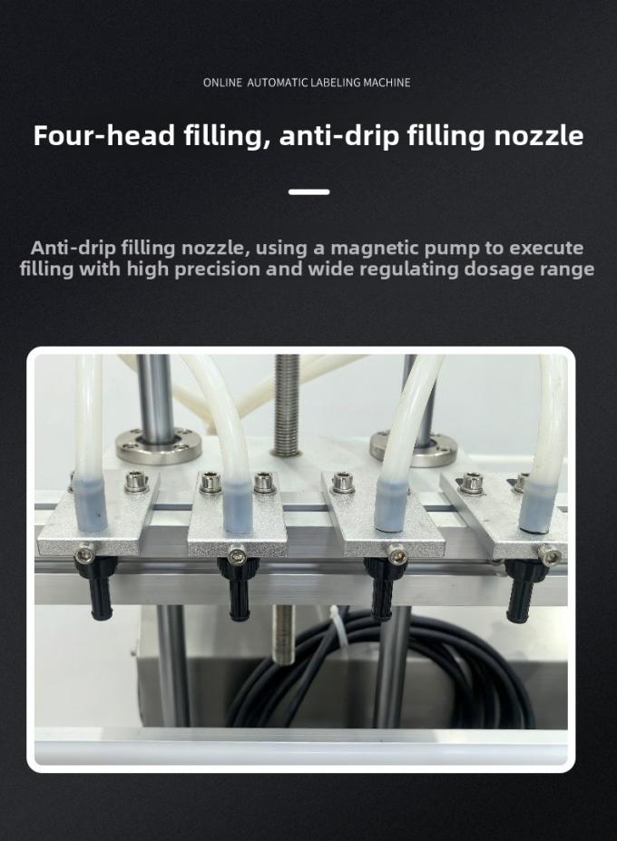 เครื่องบรรจุและปิดฝาของเหลวแบบอัตโนมัติความเร็วสูง 4 หัวปั๊มแม่เหล็กสำหรับน้ำและเครื่องดื่มบรรจุและปิดฝาอัตโนมัติ 3
